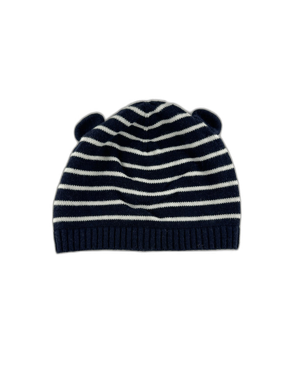 Petit bateau - Bonnet marine  rayé - taille 3 mois - seconde main