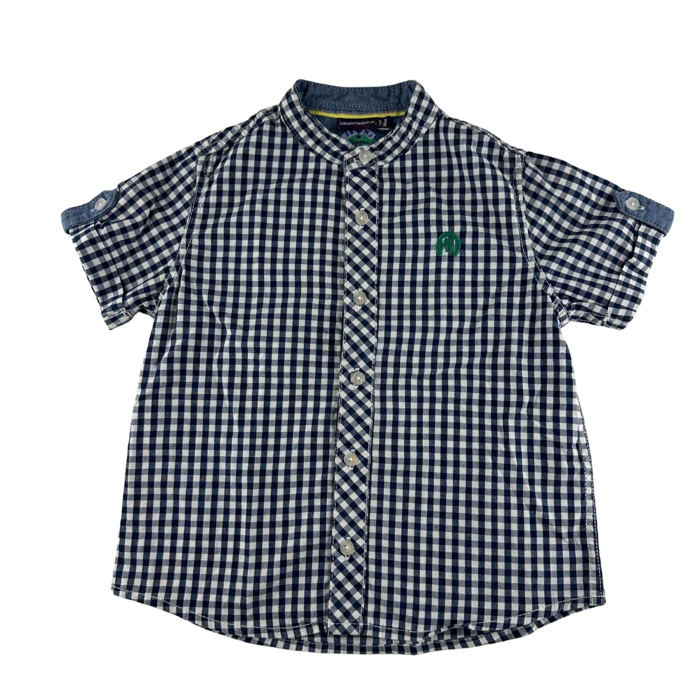 Sergent Major - Chemise vichy marine, manches courtes - taille 4 ans - seconde main