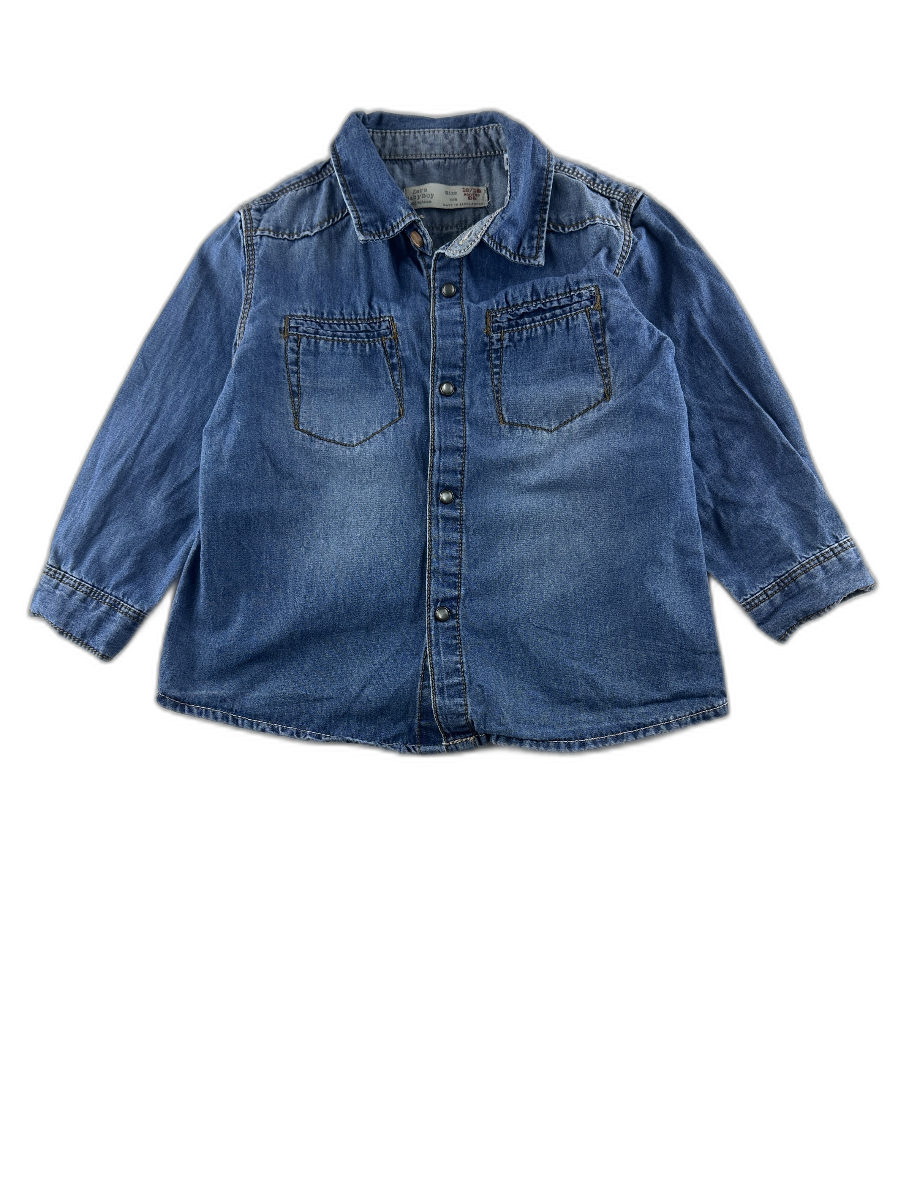 Zara - Chemise en jeans bleu - taille 12 mois - seconde main