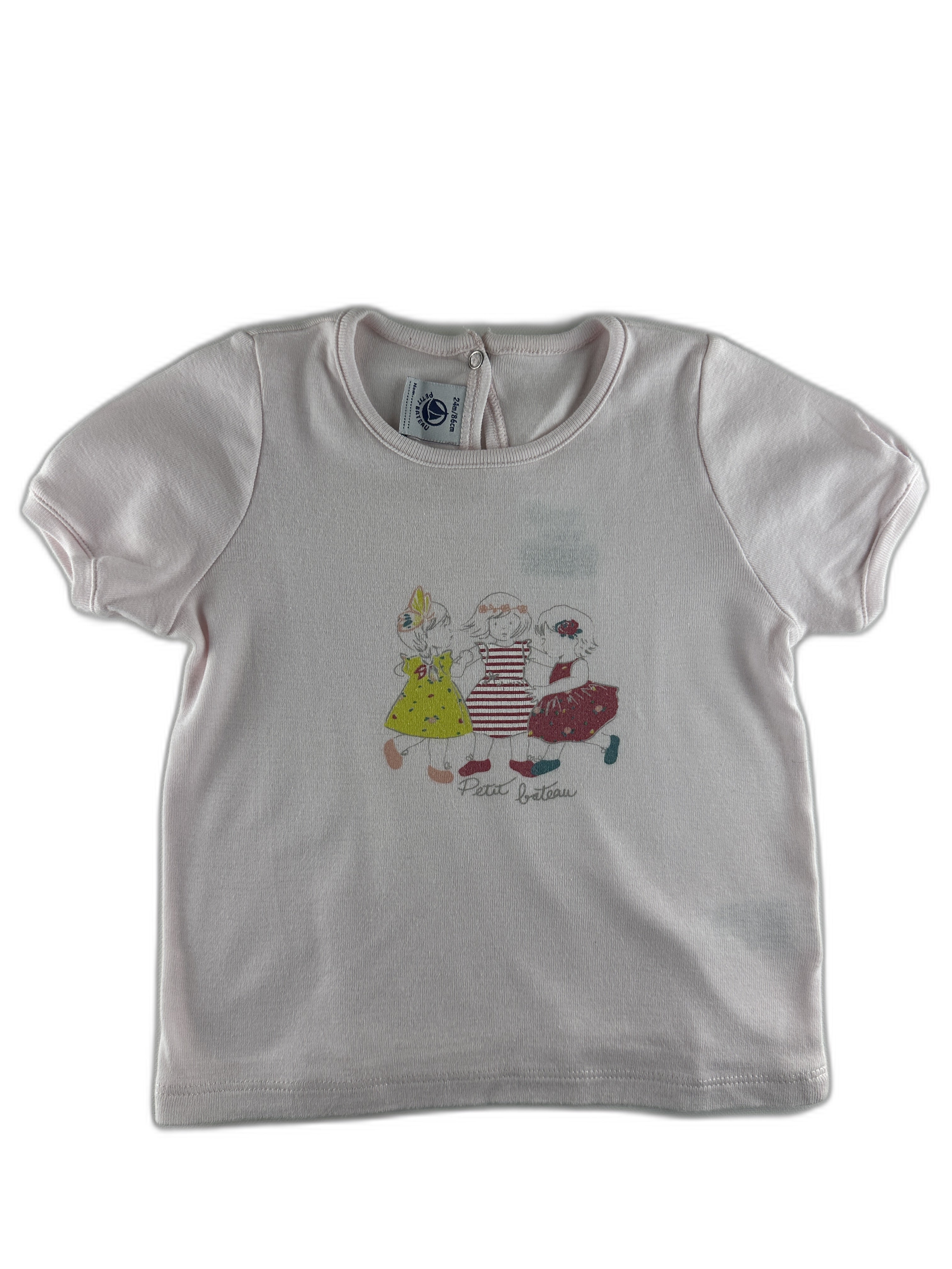 Petit Bateau - T-shirt rose pâle - taille 24 mois / 86 cm - seconde main