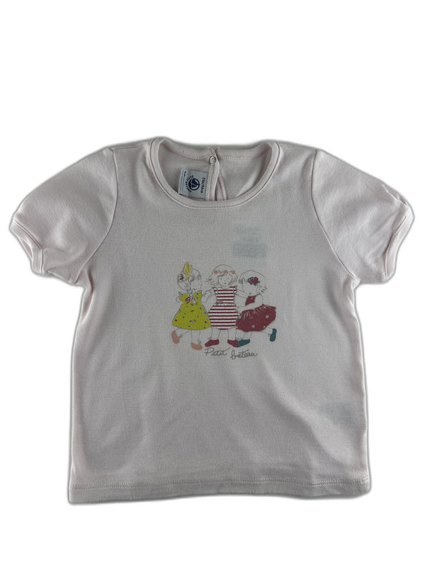 Petit Bateau - T-shirt rose pâle - taille 24 mois / 86 cm - seconde main