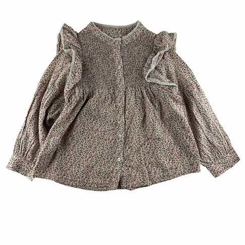 Blouse romantique, fleurettes, volants, dentelle et smocks.