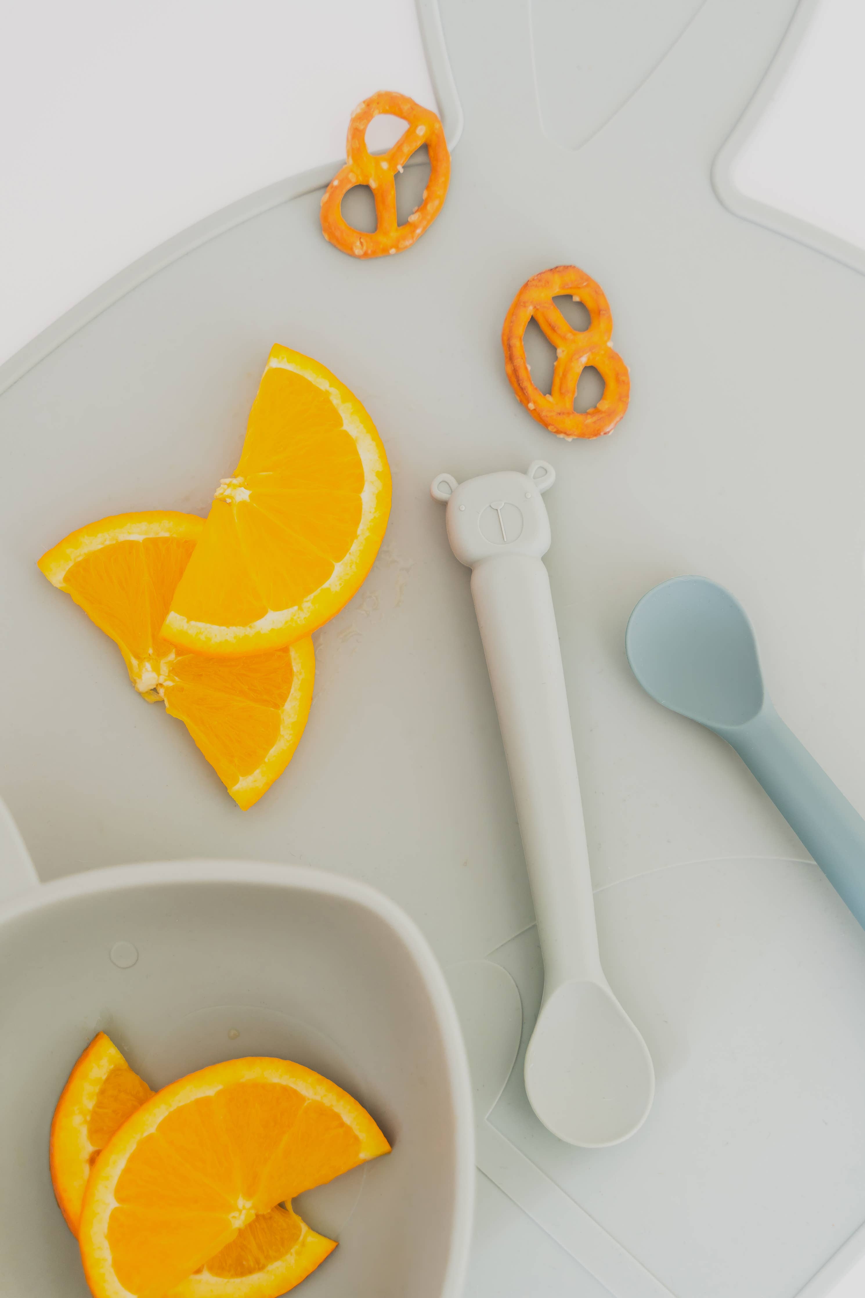 Set de cuillères en silicone: coloris Iceberg/Océan - enfant