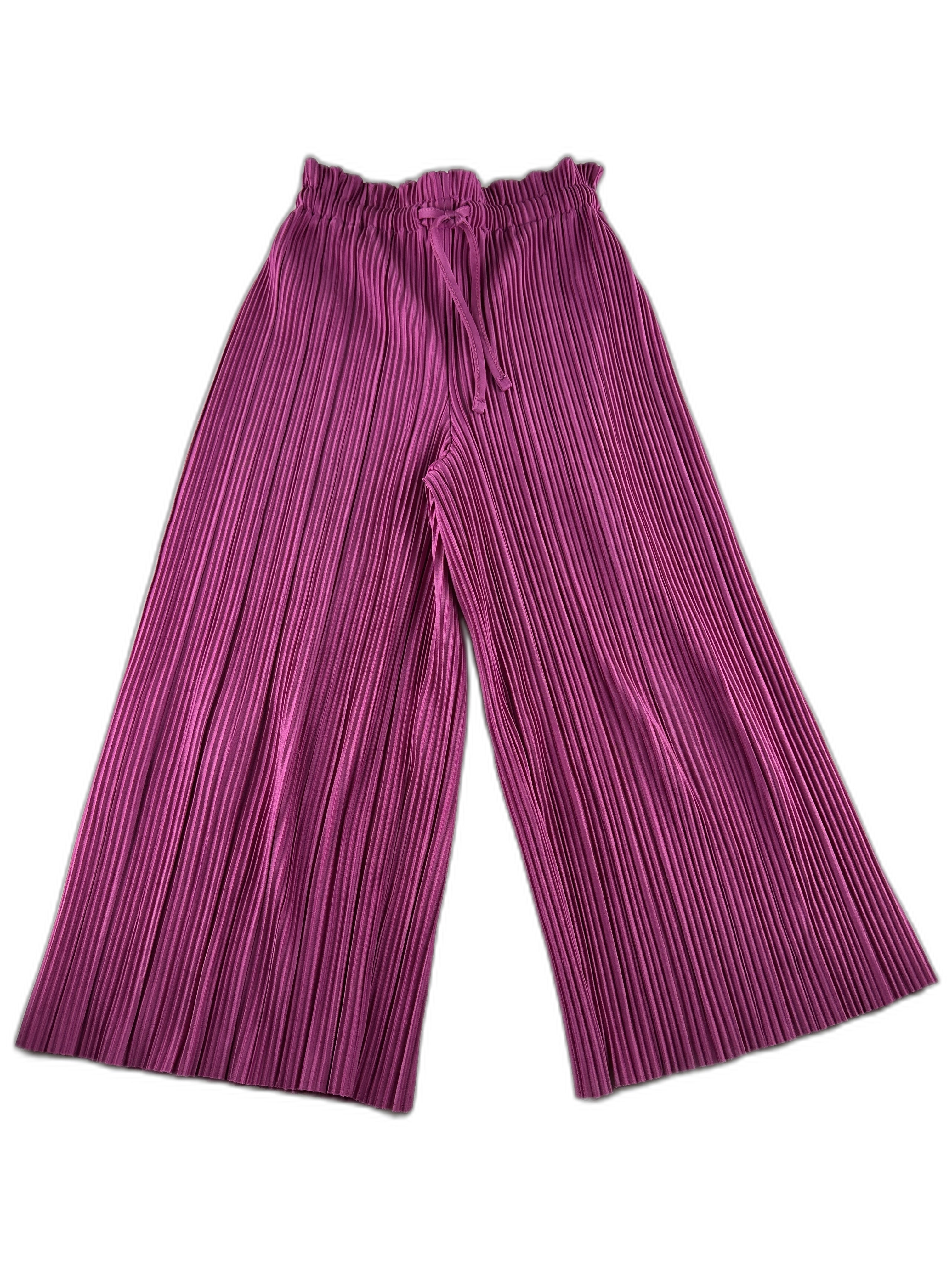 Monoprix - Pantalon palazzo plissé roe fuchsia -5-6 ans - seconde main