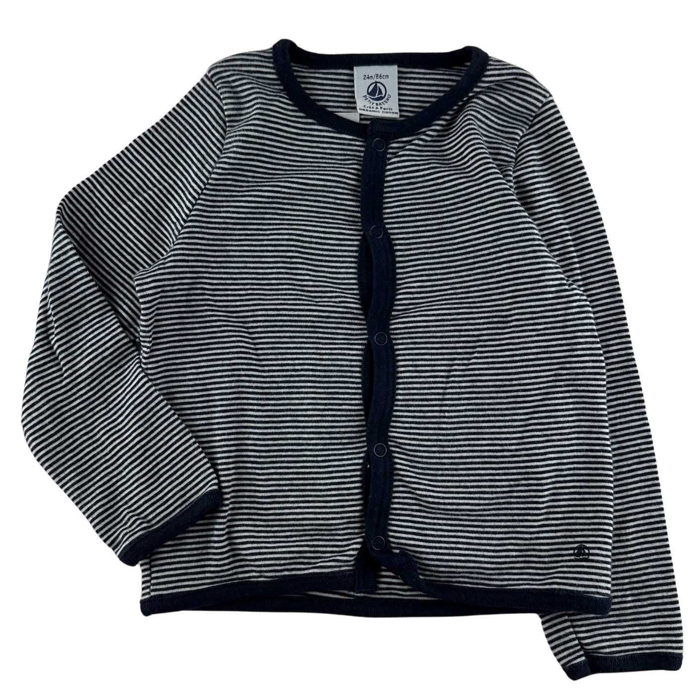 Petit bateau - Cardigan jersey marinière - taille 24 mois - seconde main