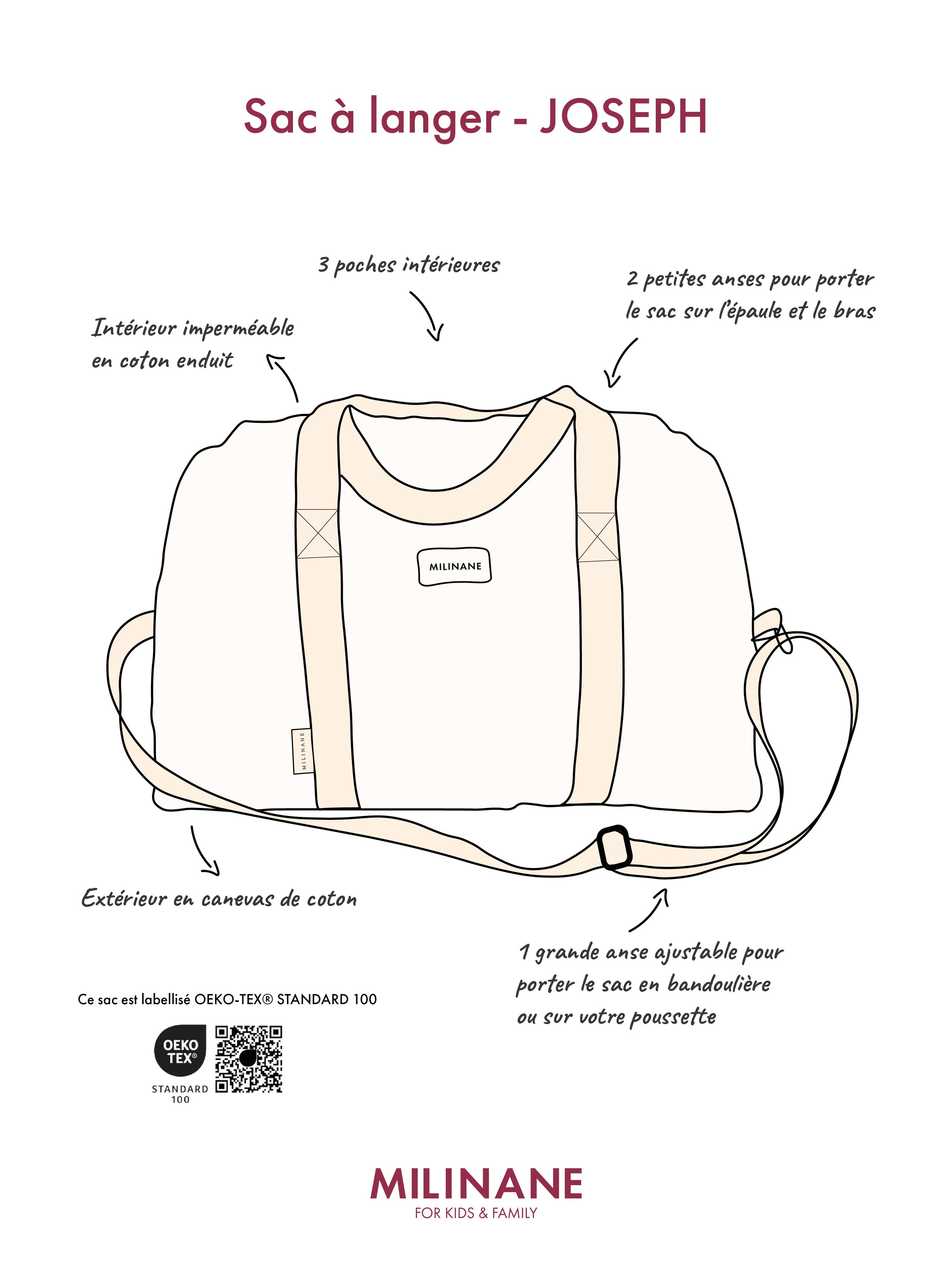 Sac à langer - rayé kaki/ écru