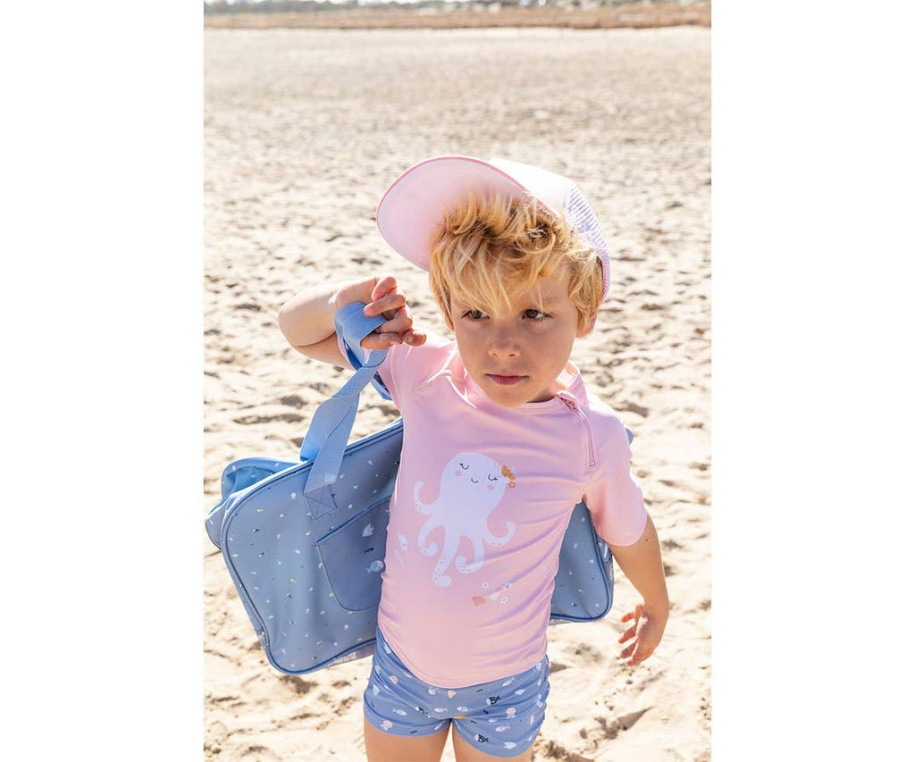 Casquette de protection solaire corail avec crabe pour enfants