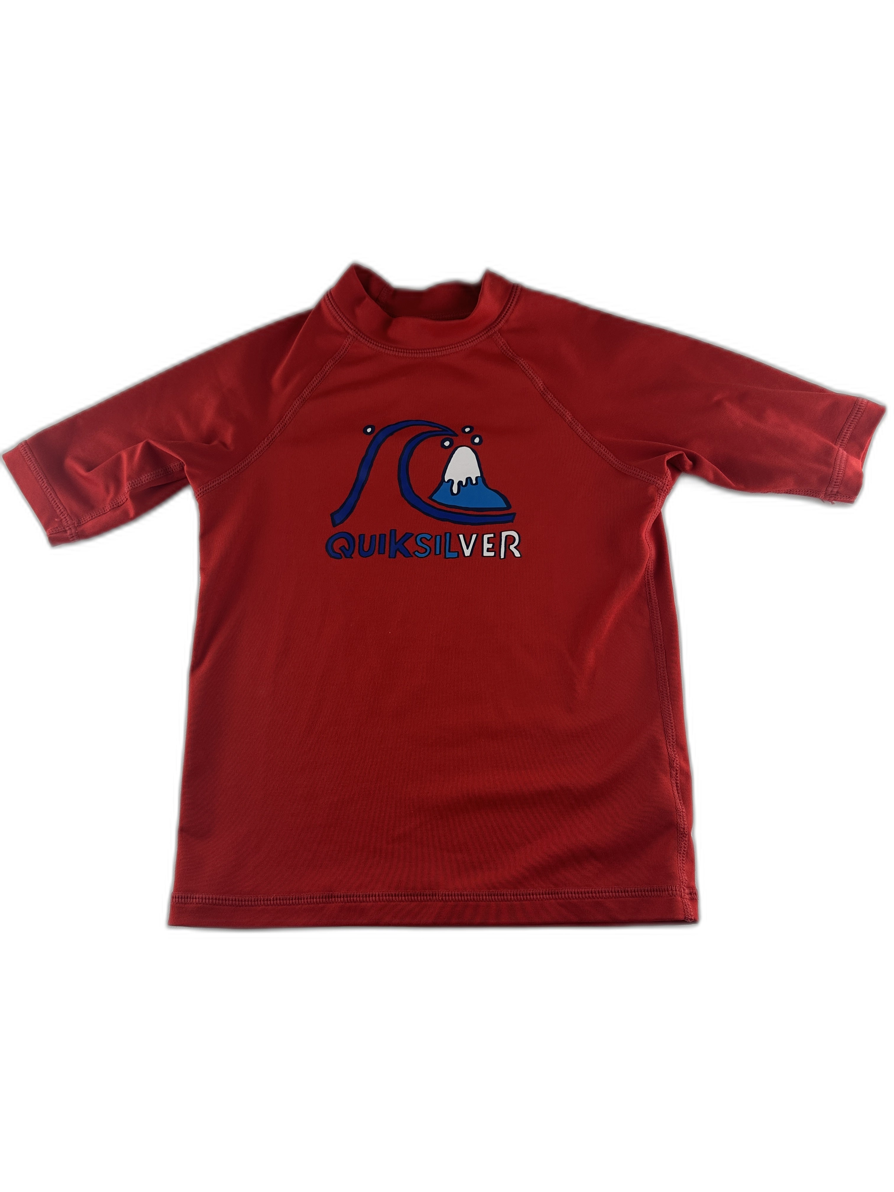 Quiksilver - T-shirt de bain / Rashguard rouge avec logo - taille 7 ans - seconde main