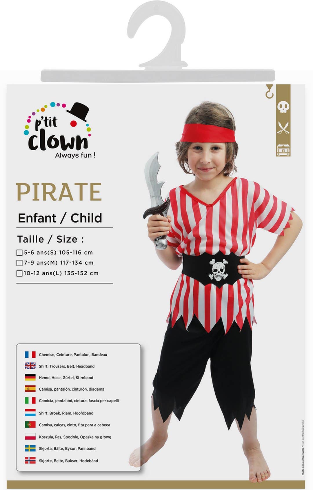 Costume Pirate - Rouge - Garçon - 7/9 Ans