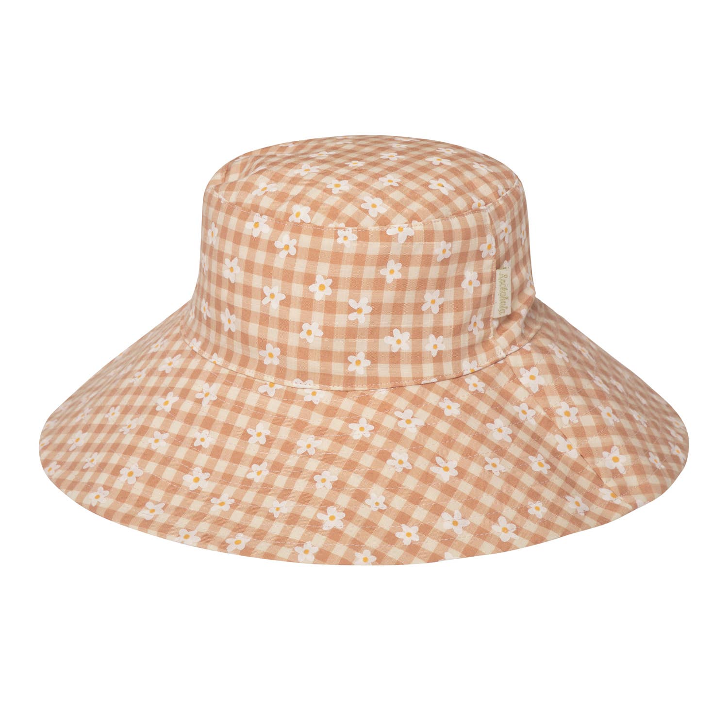 Chapeau de soleil réversible à carreaux vichy et marguerites 3-6 ans