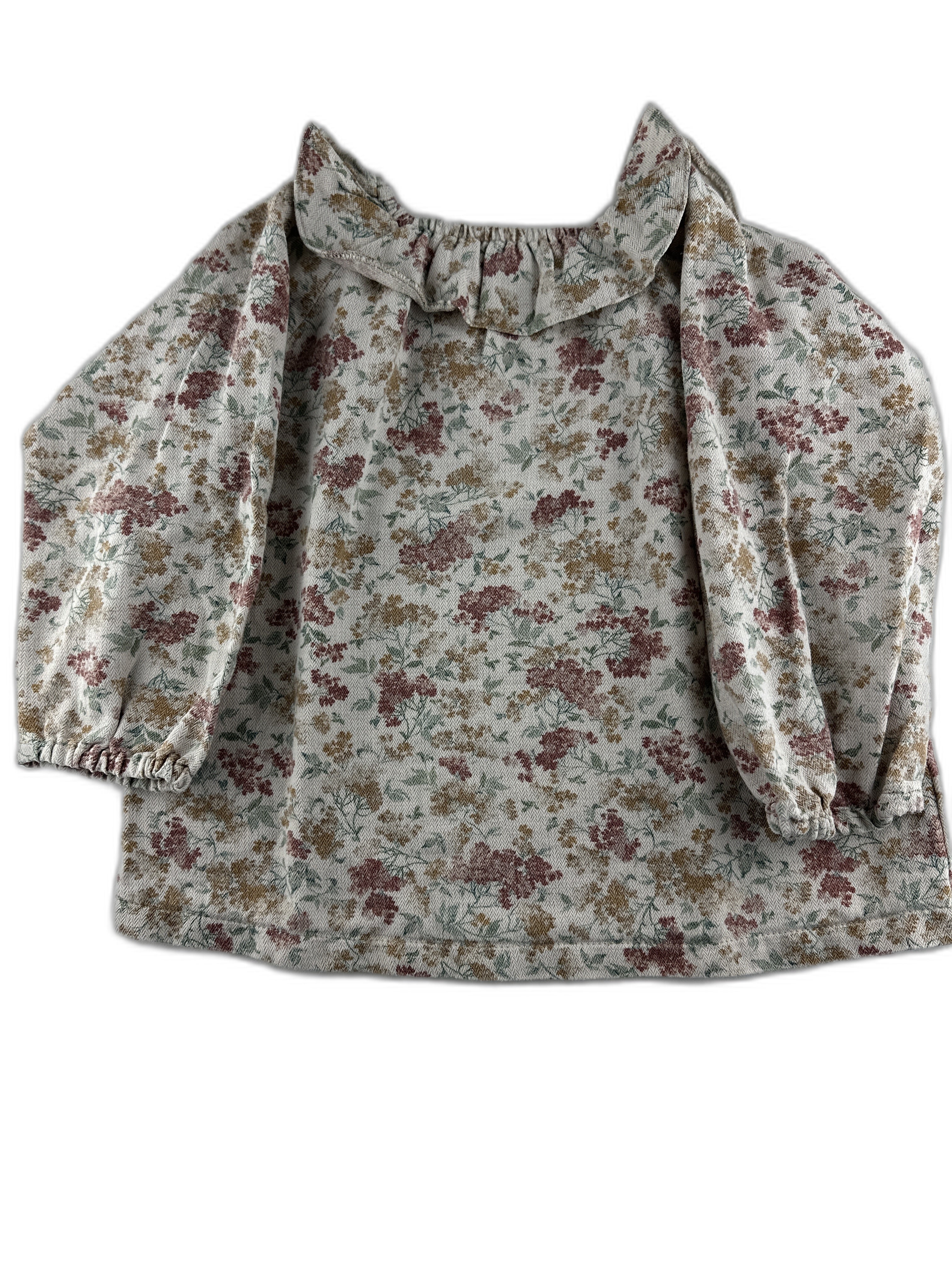 Frangin Frangine - Blouse beige à fleurs - taille 6 ans - seconde main