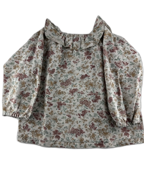Frangin Frangine - Blouse beige à fleurs - taille 6 ans - seconde main