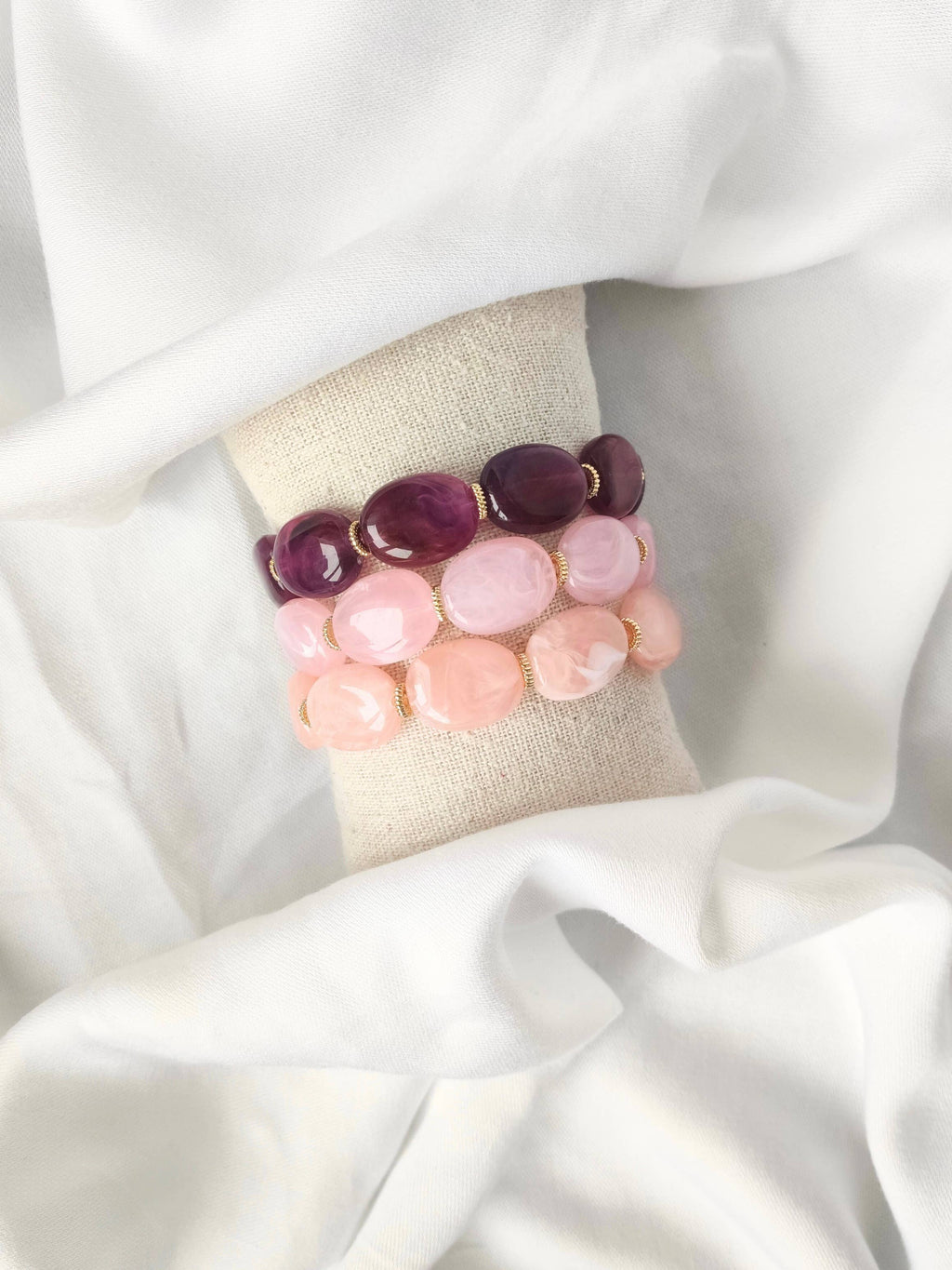 Bracelet JANE: Rose pêche / S/M = 18 cm