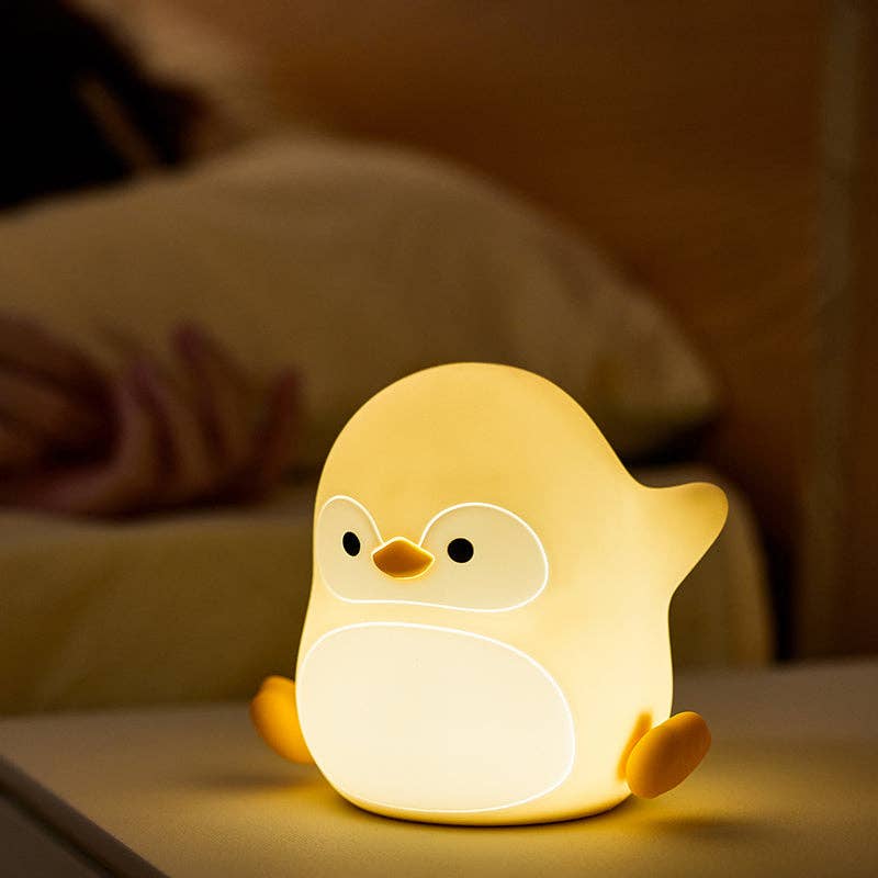 Veilleuse enfant pingouin en silicone – LED rechargeable