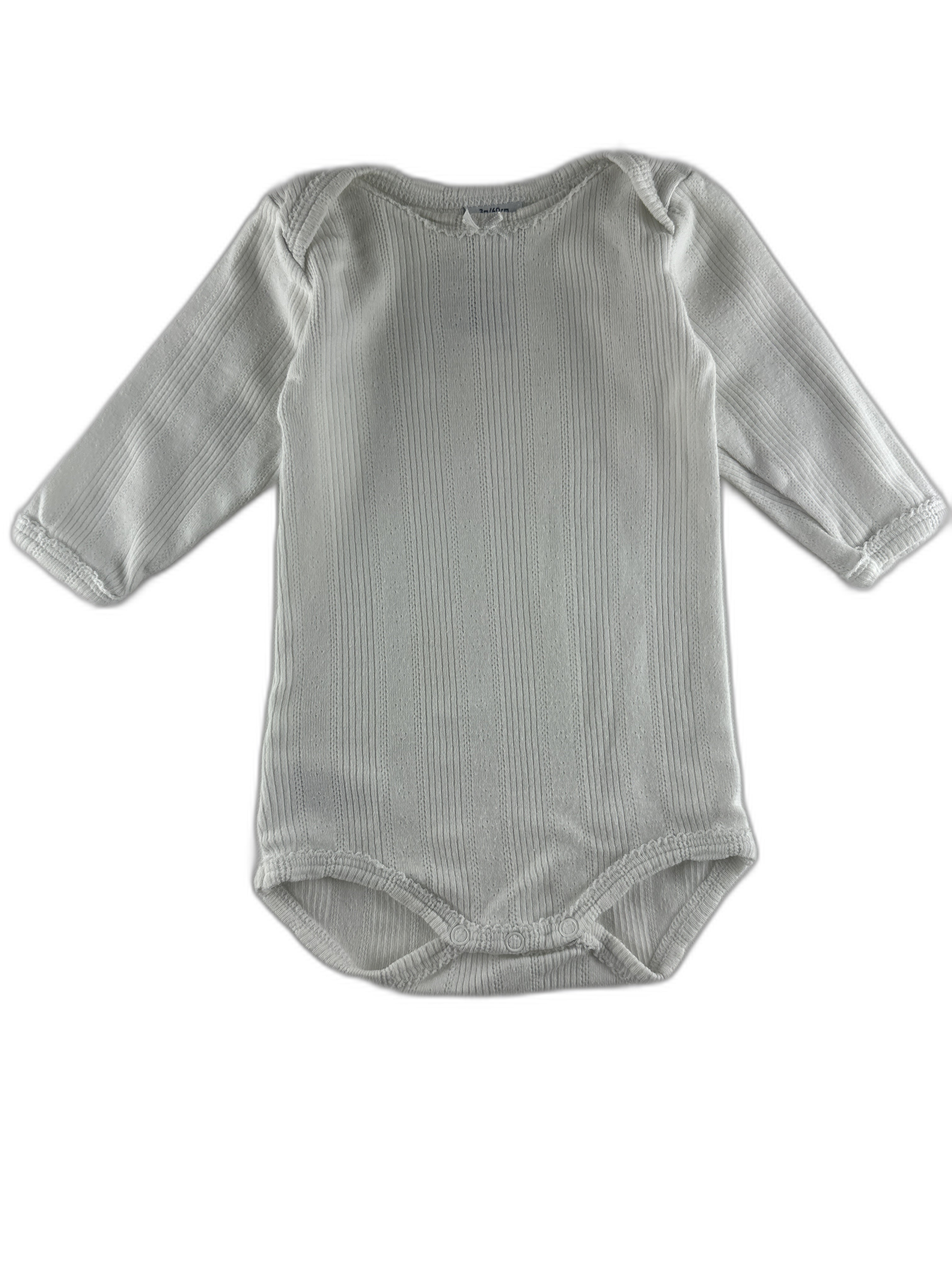 Petit bateau - Body manches longues blanc - taille 3 mois / 60 cm - seconde main