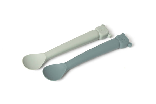 Set de cuillères en silicone: coloris Iceberg/Océan - enfant
