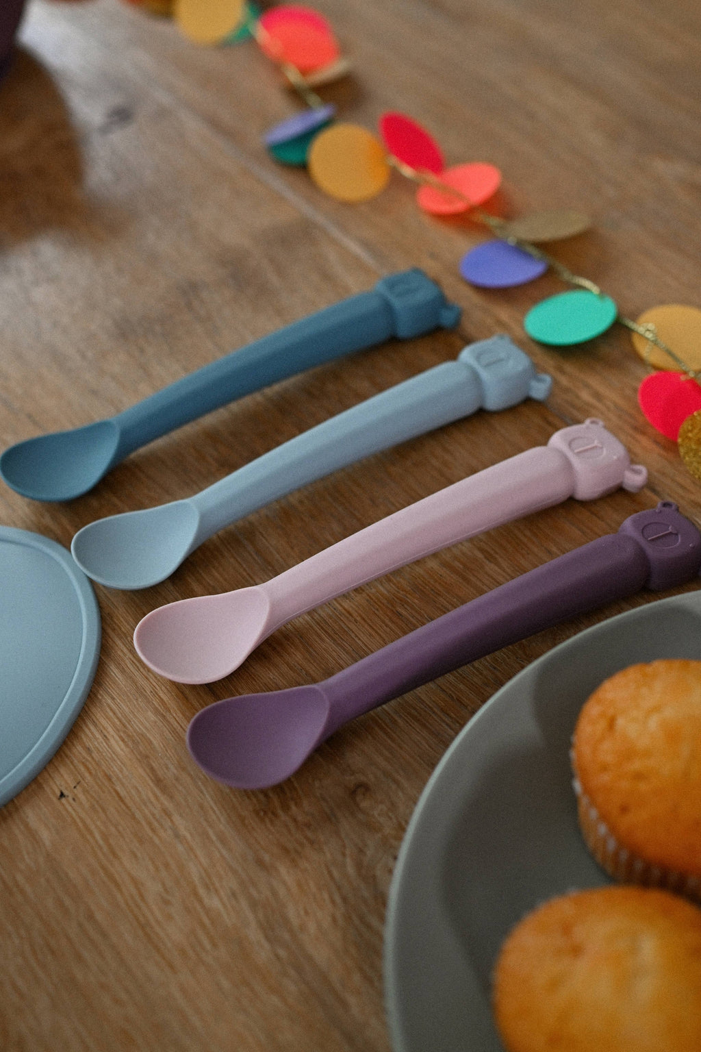 Set de cuillères en silicone: coloris Iceberg/Océan - enfant