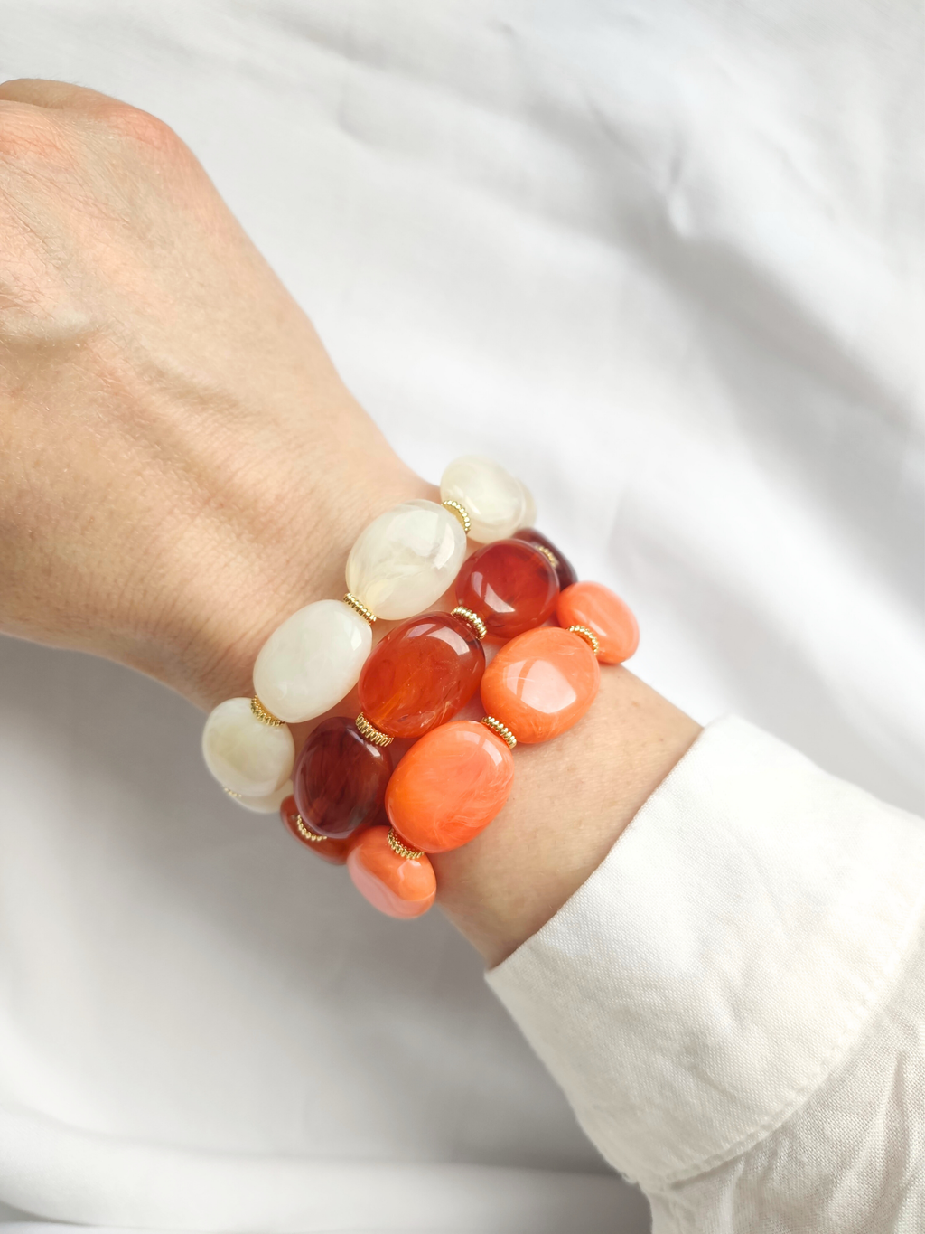Bracelet JANE: Rose pêche / S/M = 18 cm