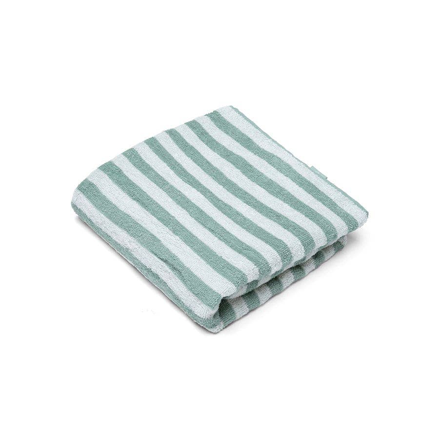 Serviette de plage en coton - Vert - Rayures de station balnéaire - 135 x 65 cm