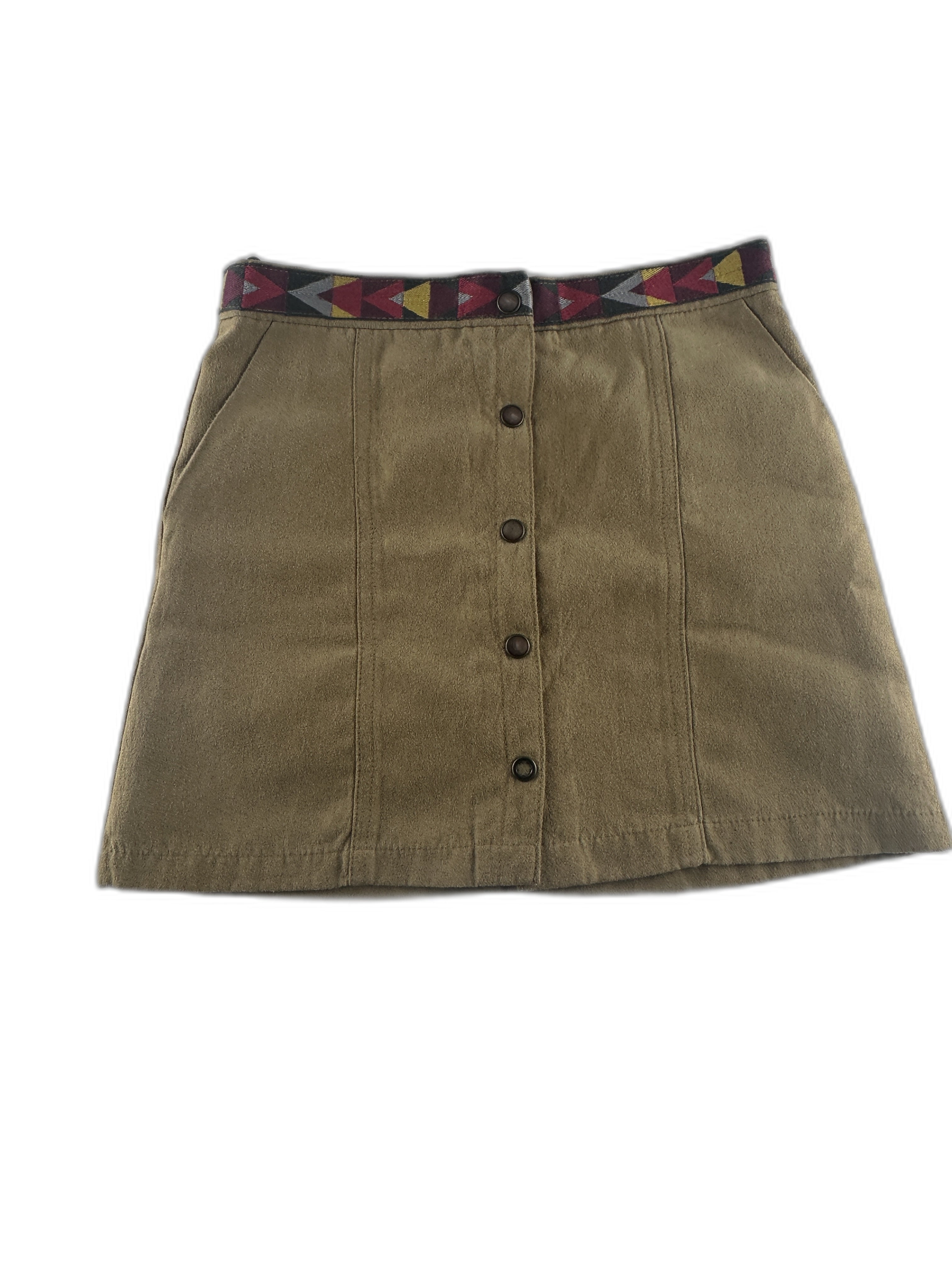 Catimini - Jupe beige à ceinture géométrique ethnique multicolore - 8 ans - seconde main