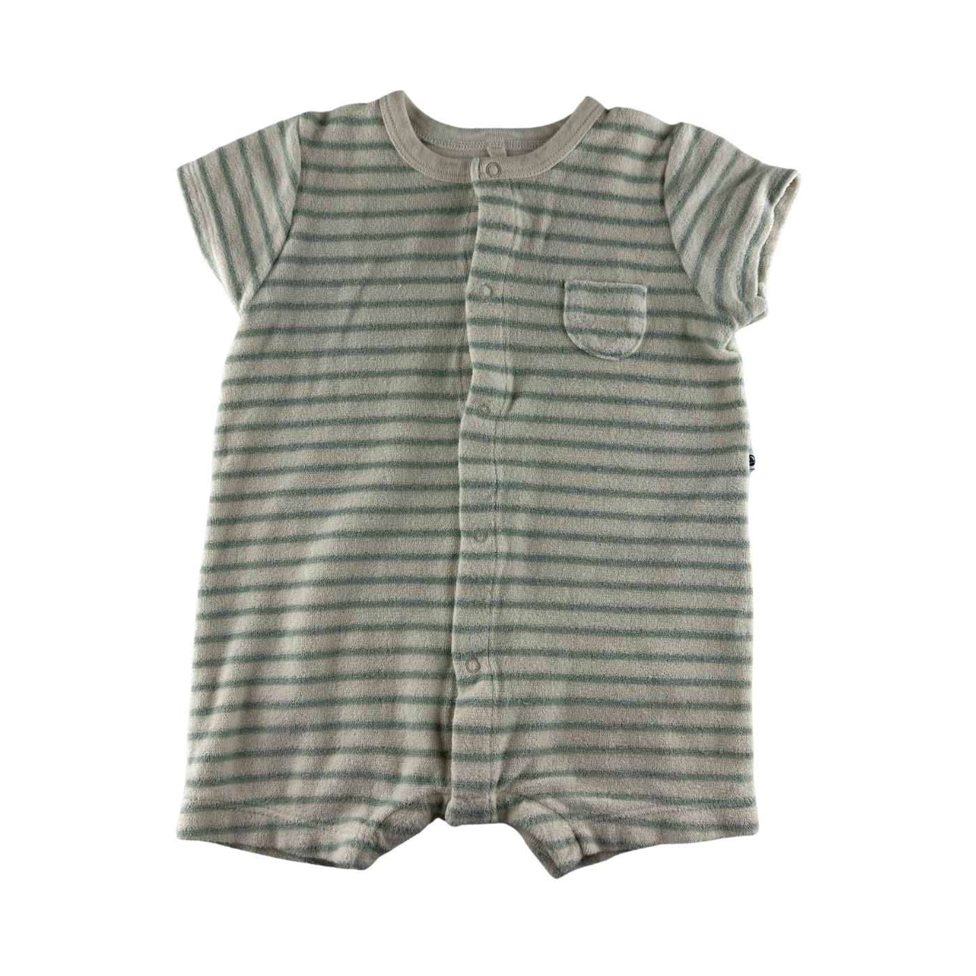 Petit bateau - Combinaison éponge rayée, manches courtes - taille 6 mois - seconde main