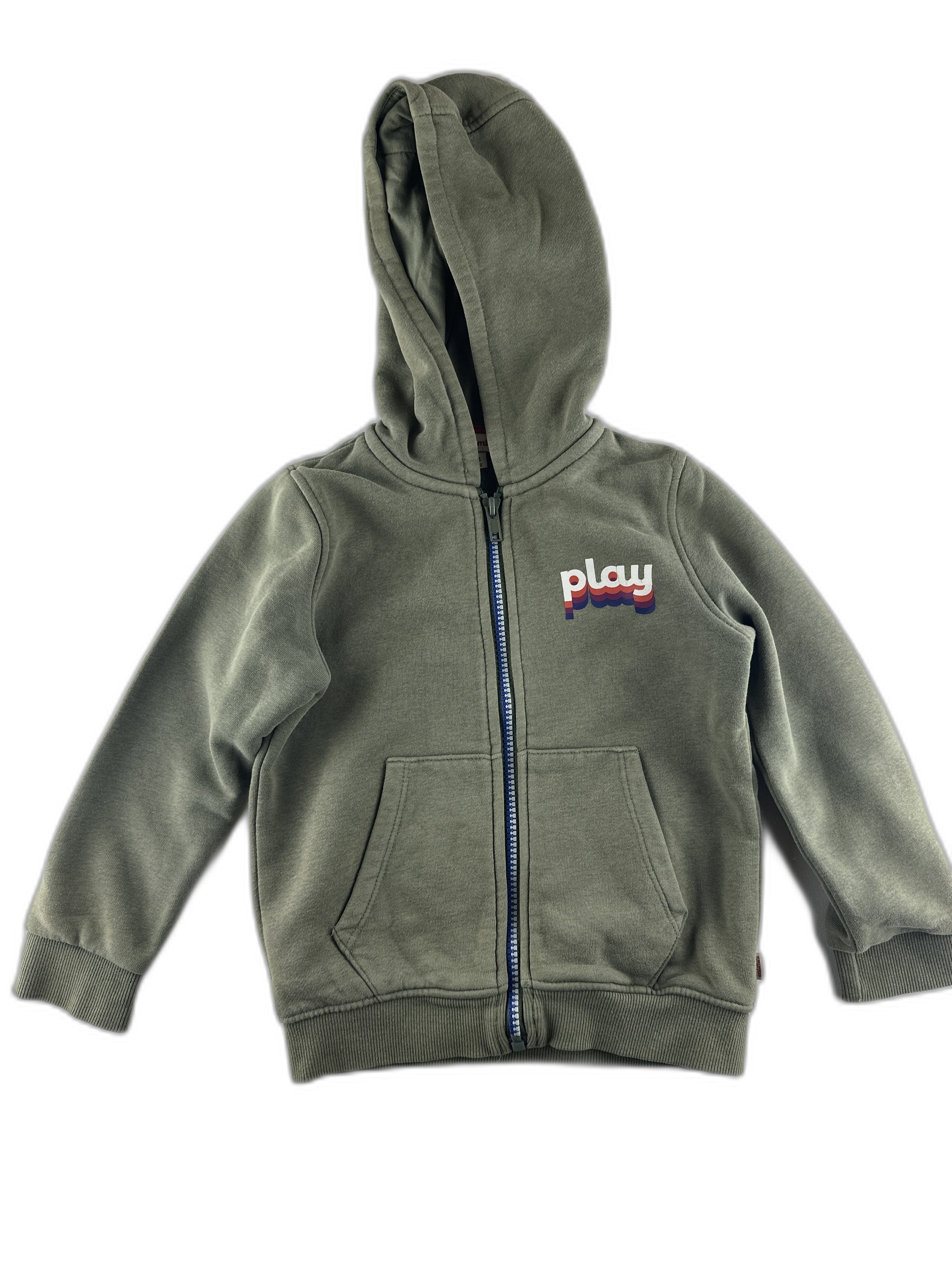 Catimini - Sweat à capuche zippé vert kaki - taille 4/5 ans - seconde main