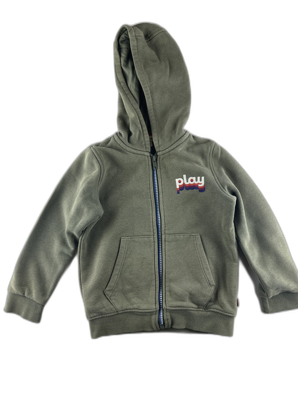 Catimini - Sweat à capuche zippé vert kaki - taille 4/5 ans - seconde main