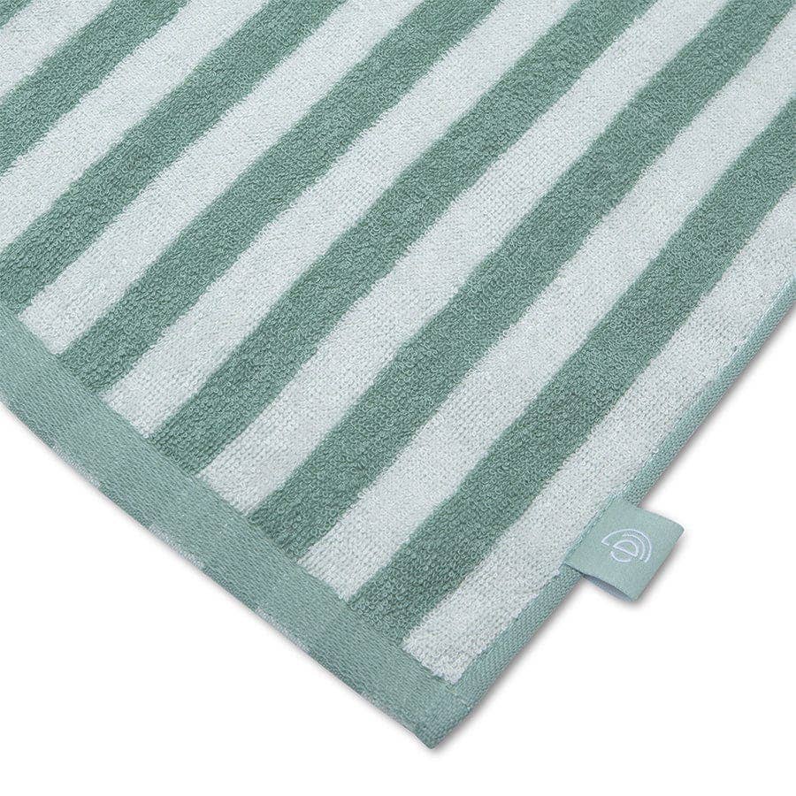 Serviette de plage en coton - Vert - Rayures de station balnéaire - 135 x 65 cm