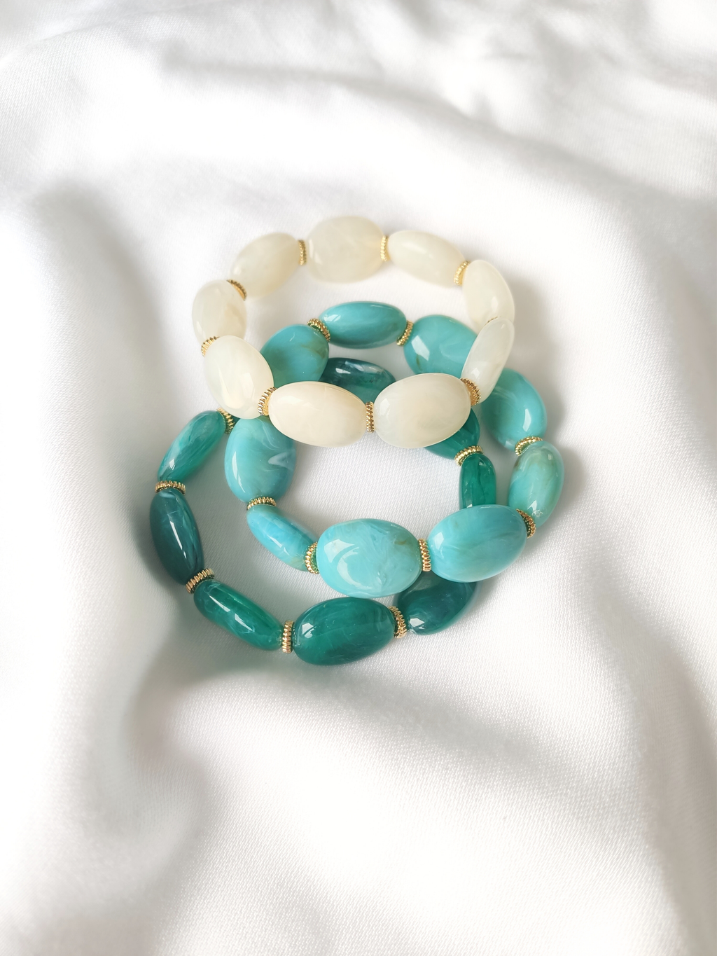 Bracelet JANE: Vert marbré opaque / S/M = 18 cm