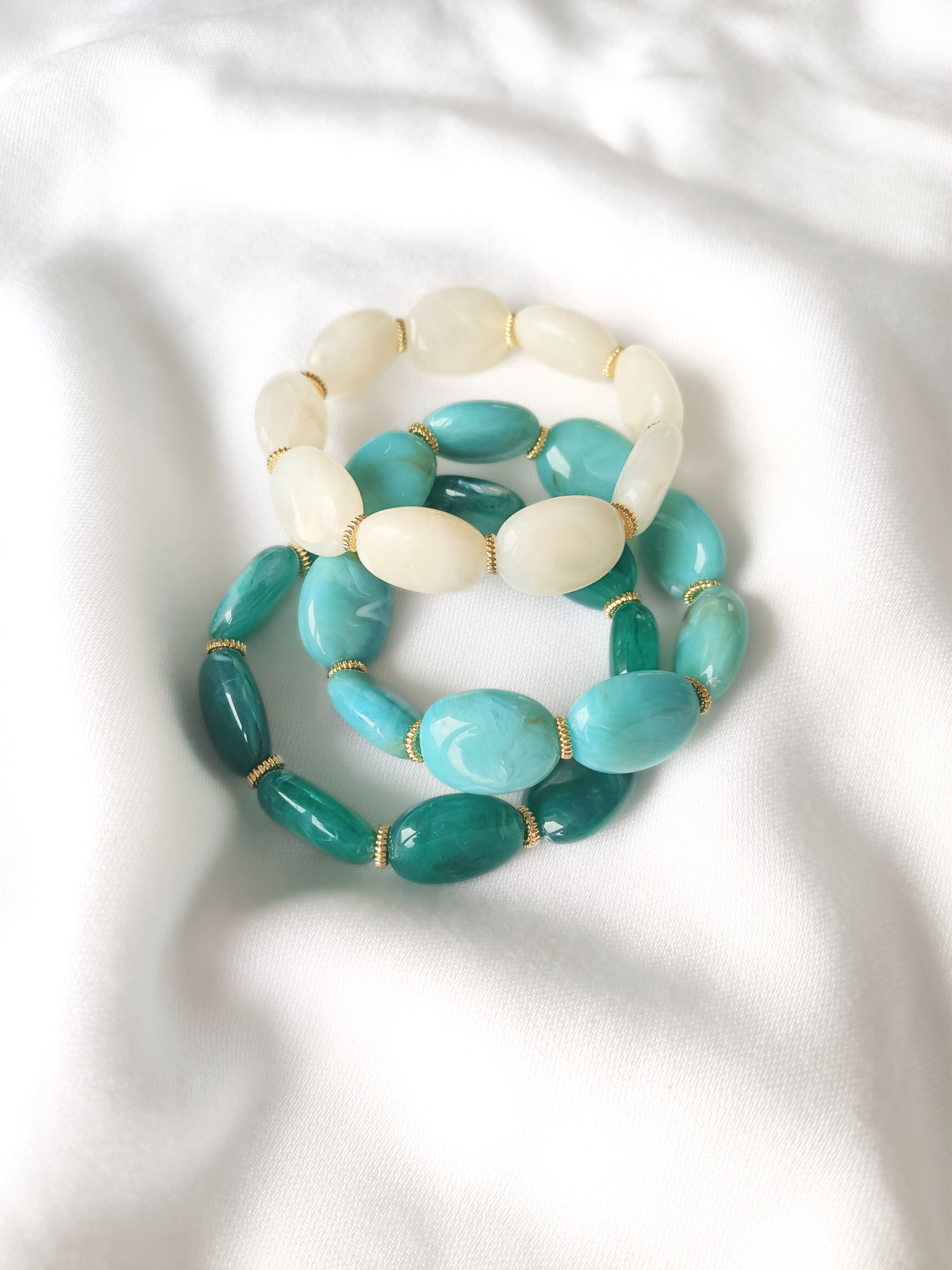 Bracelet JANE: Vert marbré opaque / S/M = 18 cm