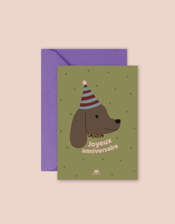 Carte "Anniversaire" : Joyeux Anniversaire chien (avec enveloppe)
