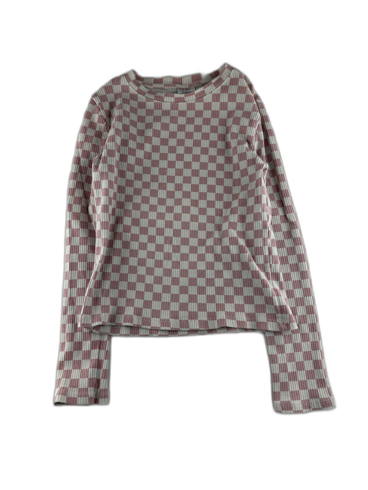 Zara - T-shirt manches longues rose a damier - taille 11 ans - seconde main