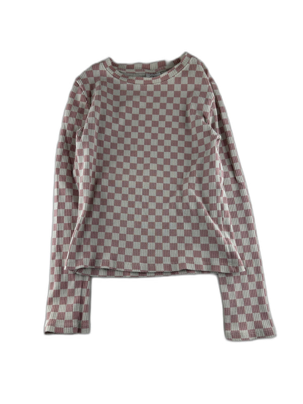 Zara - T-shirt manches longues rose a damier - taille 11 ans - seconde main