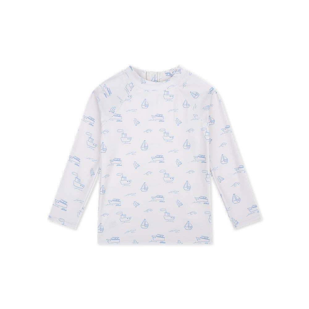 T-shirt anti‑UV de natation à manches longues - beige/bleu - taille: 122/128