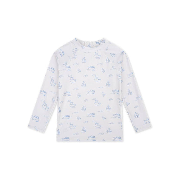 T-shirt anti‑UV de natation à manches longues - beige/bleu - taille: 122/128