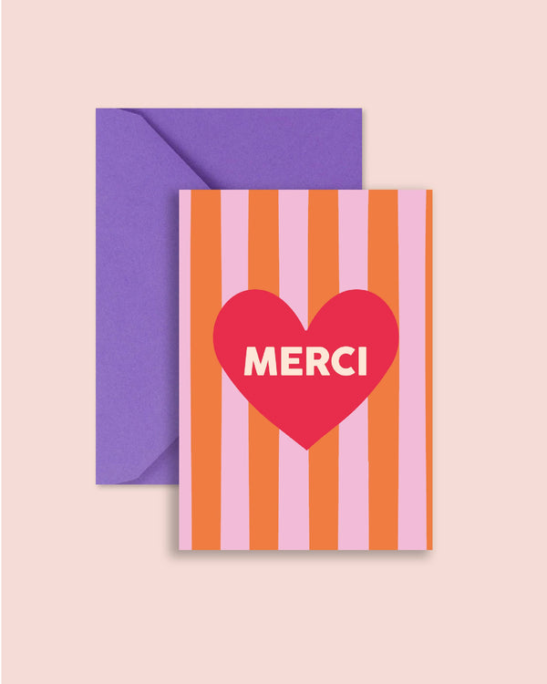 Carte "Merci" : Merci coeur (avec enveloppe)