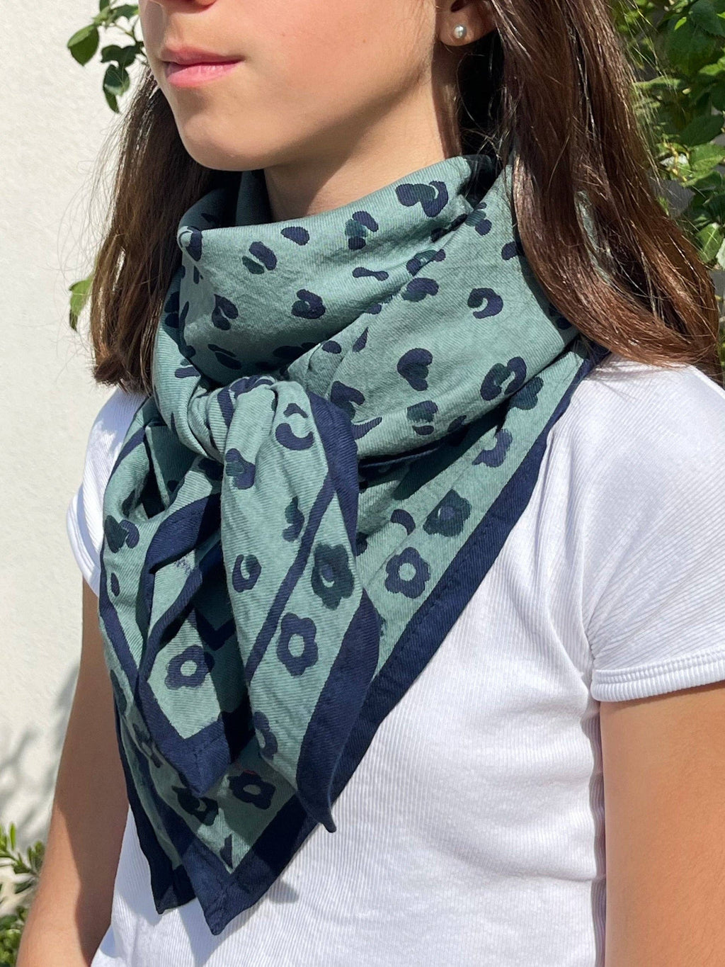 Grand foulard - OSCAR - imprimé Léopard - coloris Céladon