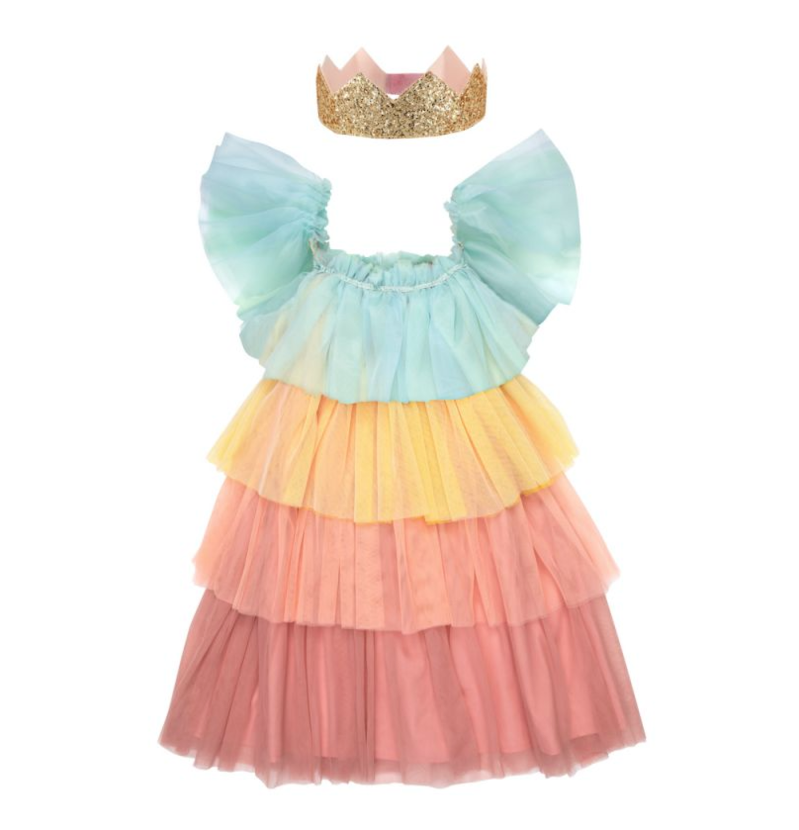 Déguisement robe et couronne tulle rainbow meri meri