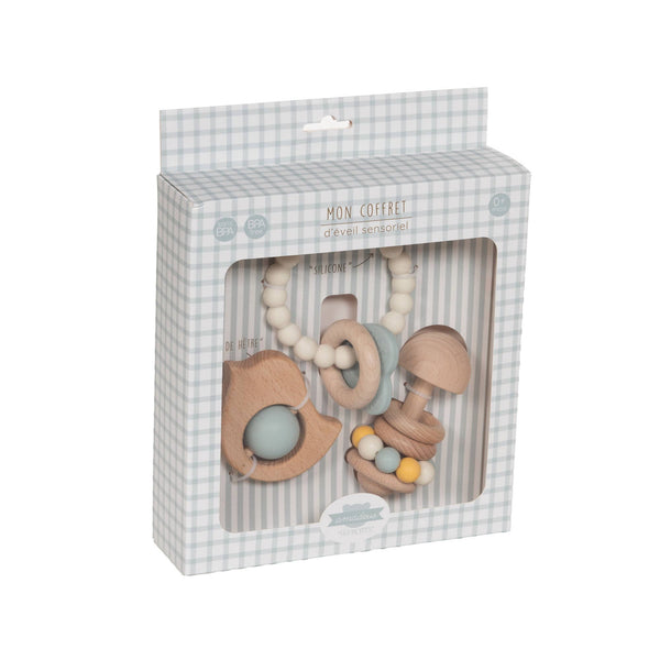 Coffret 3 jouets d'éveil bébé en bois Oiseau