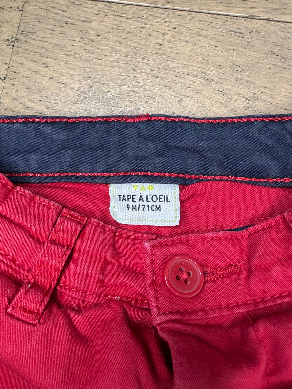PANTALON ROUGE TAPE À L'OEIL 9 MOIS