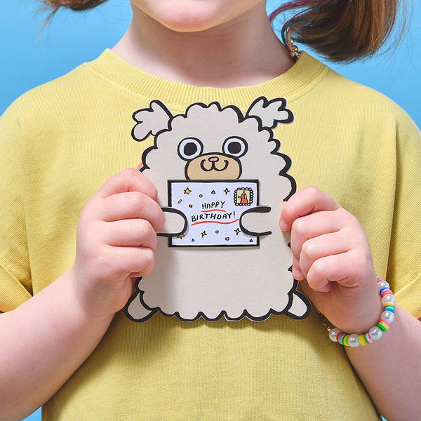 Carte de vœux pour enfant avec chien et mini carte