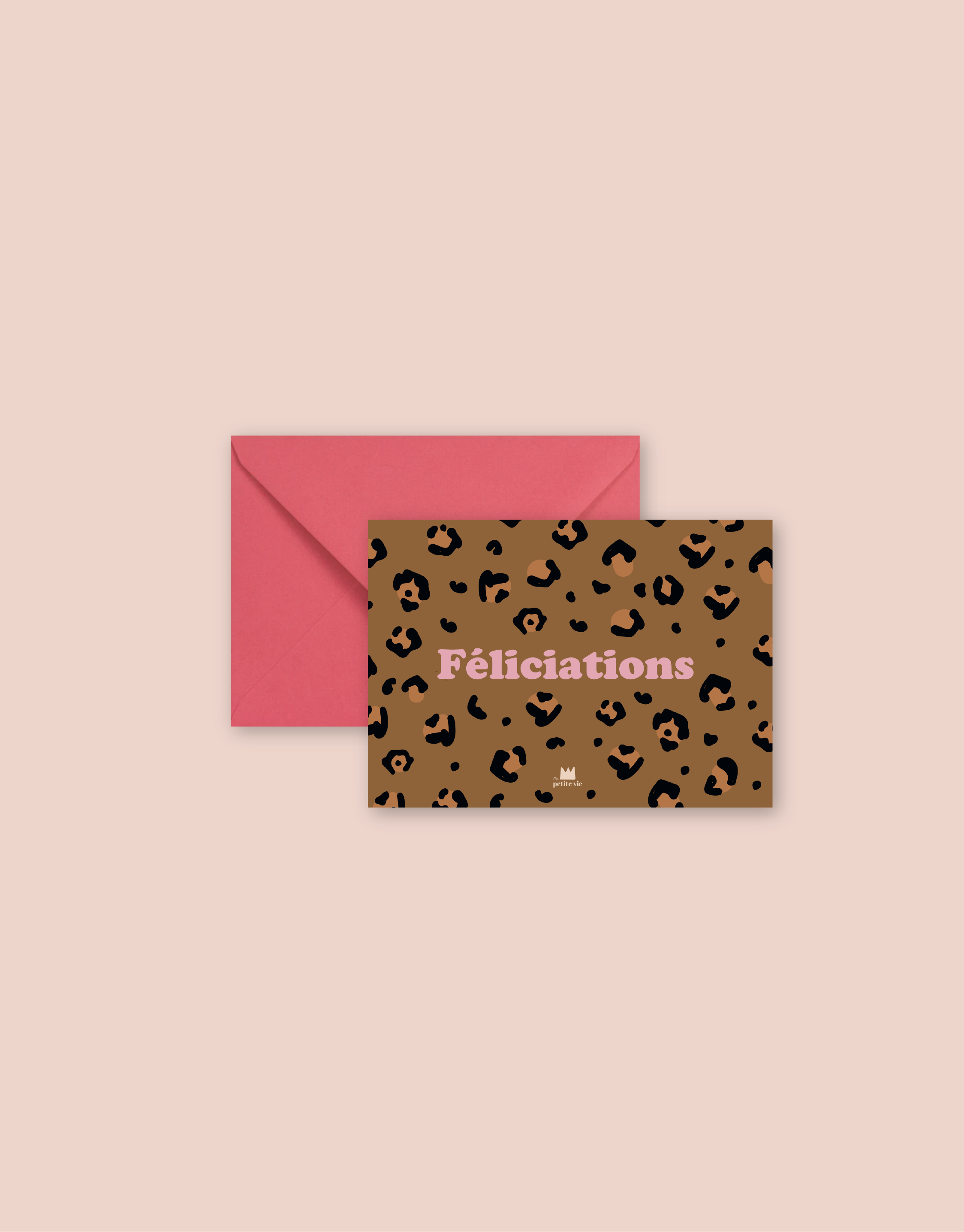 Mini carte "Félicitations" :  Félicitations léopard (avec enveloppe)