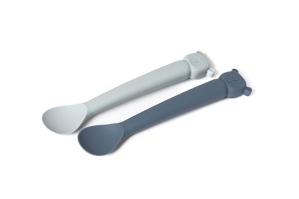 Set de cuillères en silicone: coloris Iceberg/Océan - enfant