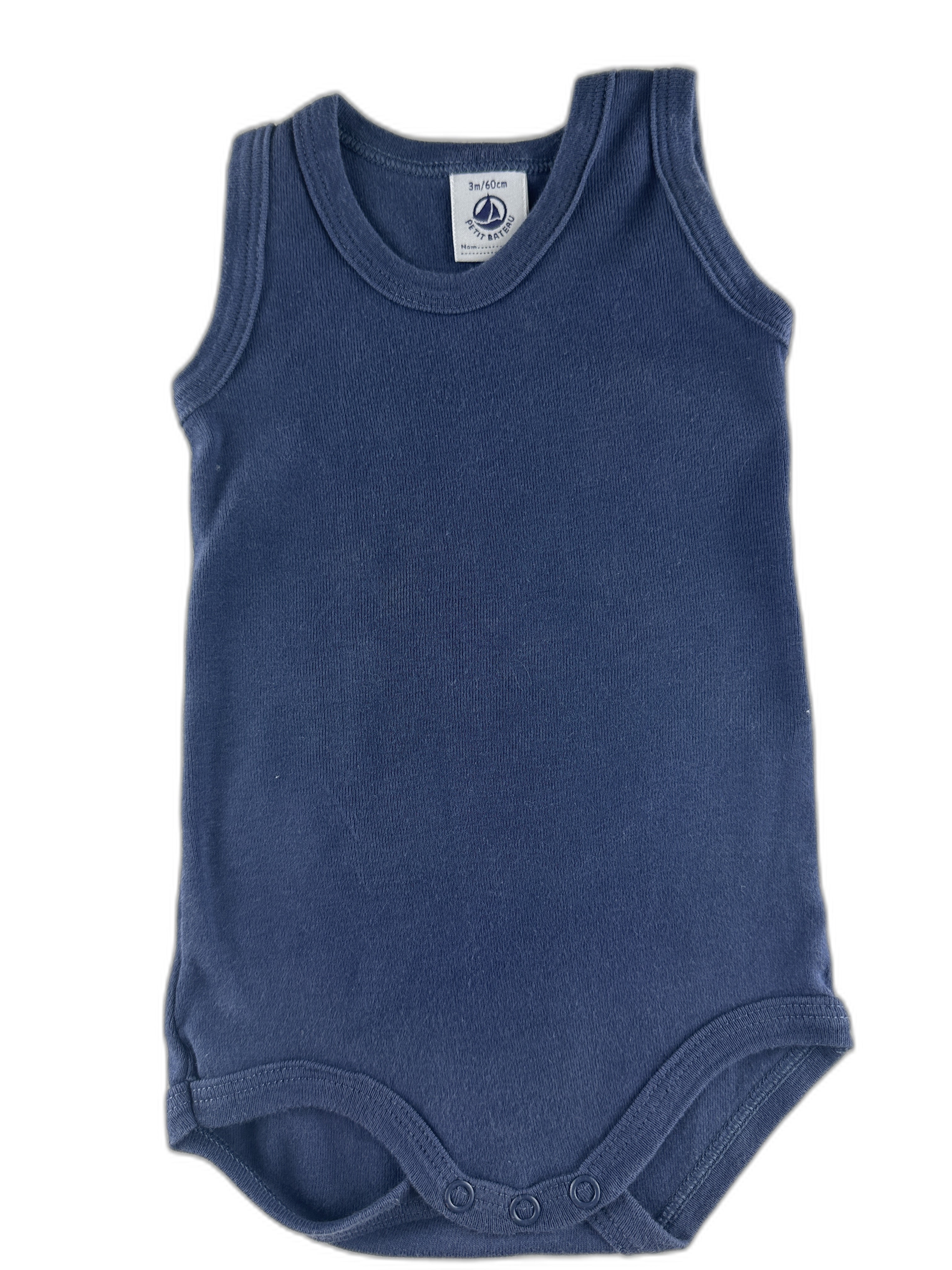 Petit Bateau - Body sans manches marine - taille 3 mois / 60 cm - seconde main