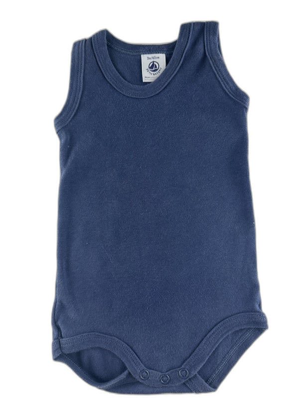 Petit Bateau - Body sans manches marine - taille 3 mois / 60 cm - seconde main