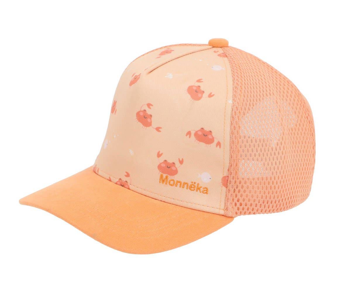 Casquette de protection solaire corail avec crabe pour enfants