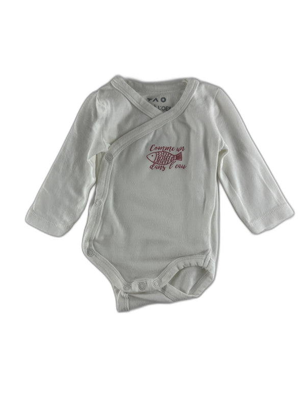 Tape à l'oeil - Body croisé manches longues blanc - taille 0/3 mois - seconde main