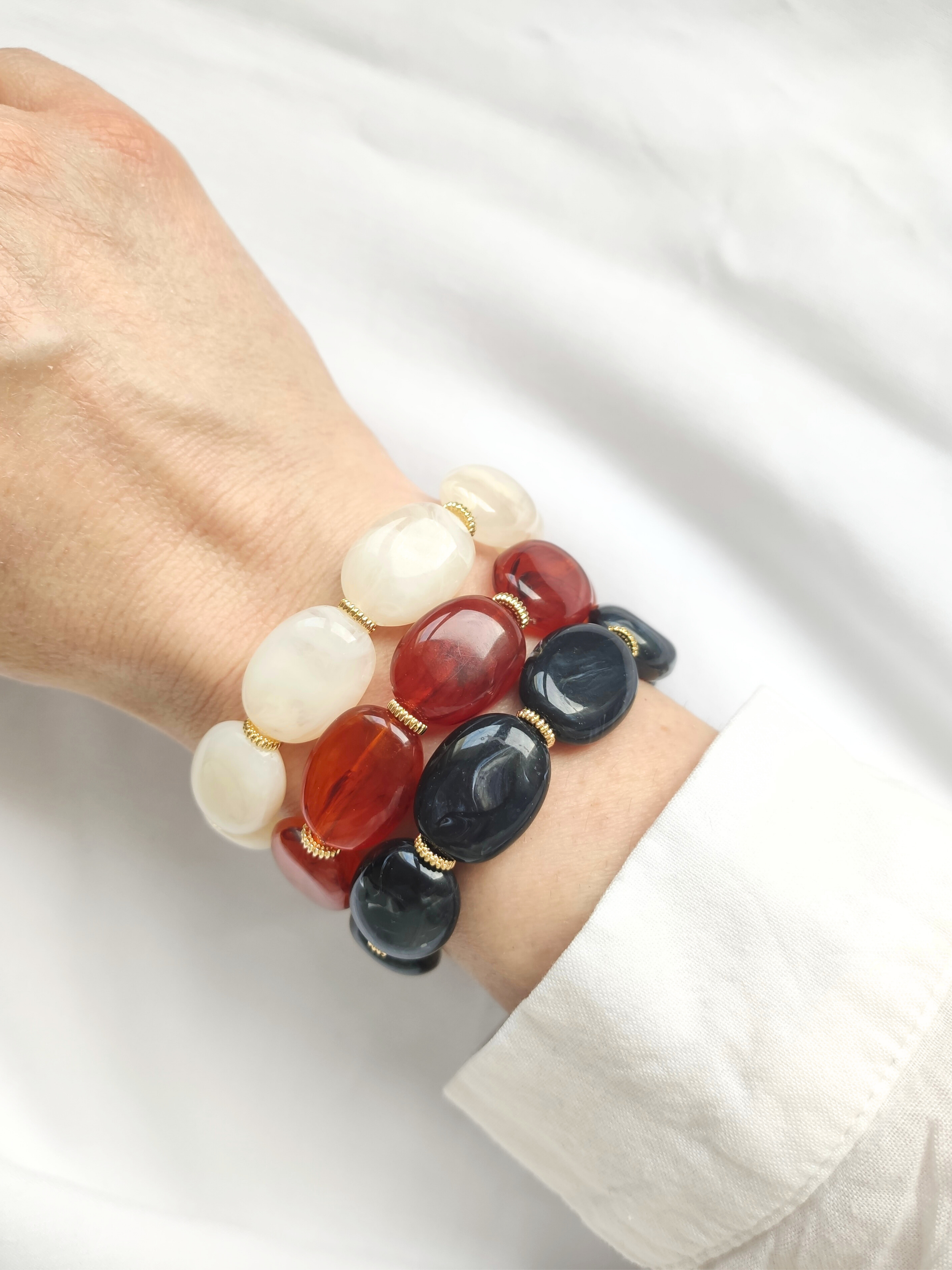Bracelet JANE: Rose pêche / S/M = 18 cm