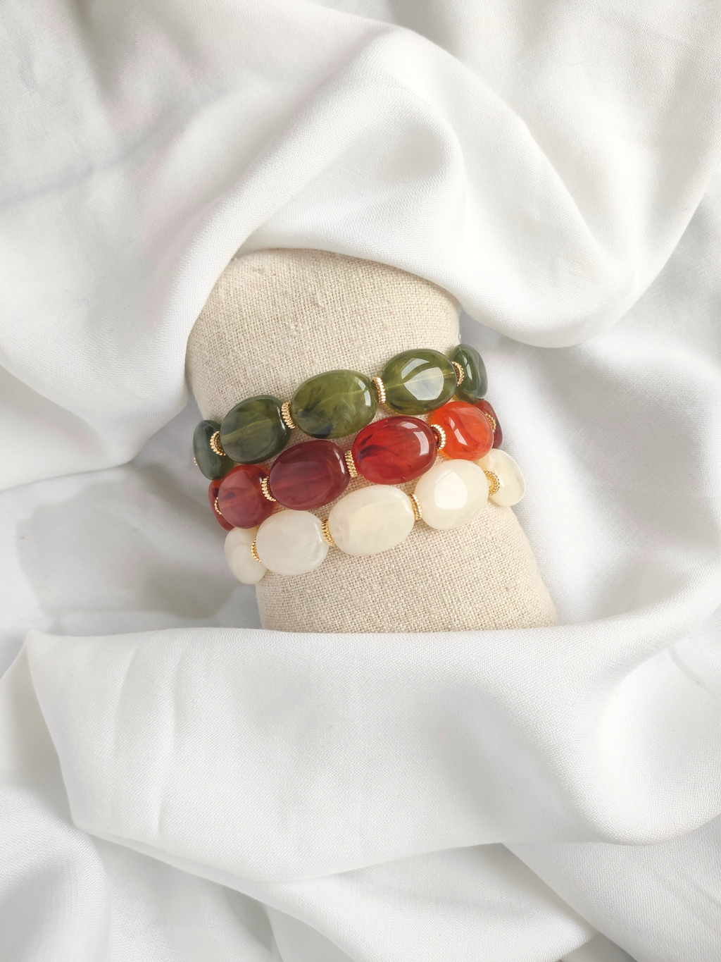 Bracelet JANE: Vert marbré opaque / S/M = 18 cm