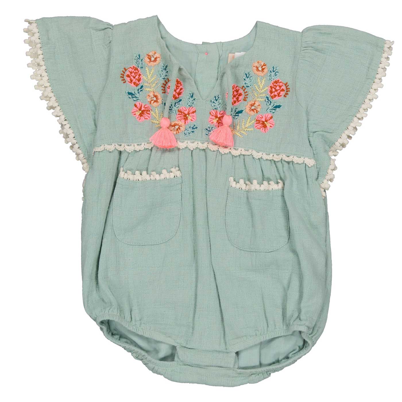 Barboteuse coton brodé,